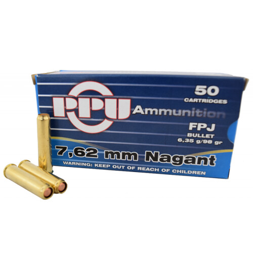Prvi Partizan PPU 7.62 Nagant Ammunition 50 Rounds 98 Grain Full Metal Jacket Flat Point 738fps