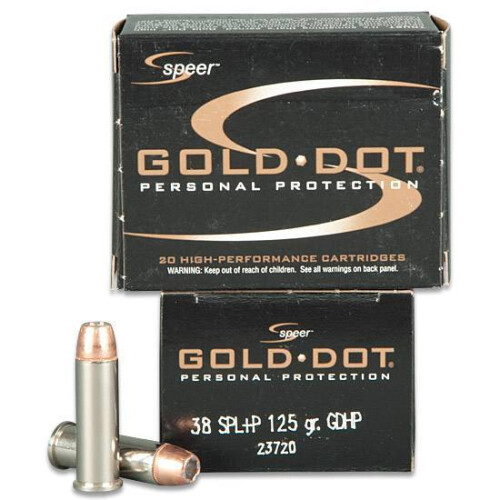 Speer Gold Dot Personal Protection .38 Special +P Ammunition 20 Rounds 125 Grain Gold Dot Hollow Point 945fps
