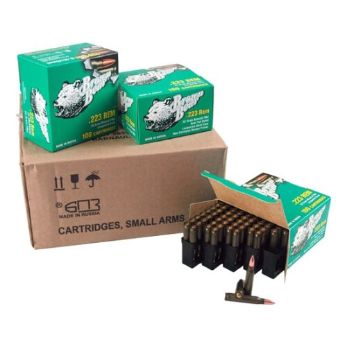 Brown Bear .223 Remington Ammunition 800 Rounds 55 Grain Full Metal Jacket Steel Cased Bi-Metal Jacket 3130fps