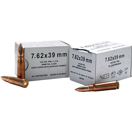 Barnaul 7.62x39mm 123 Grain FMJ 500 Round Case