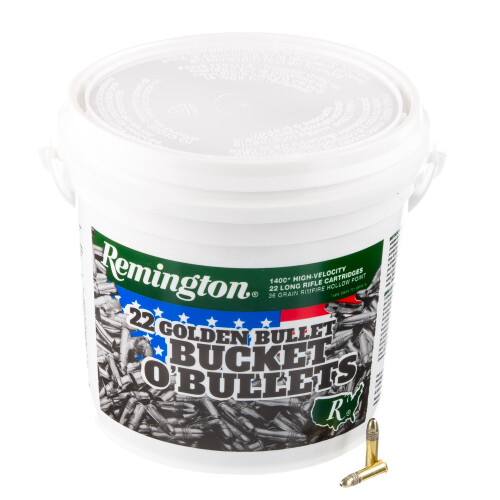 Remington Ammunition 21231 Golden Bullet Bucket O Bullets 22LR 36gr Plated Hollow Point 1400 Per Box/4 Case *Bucket