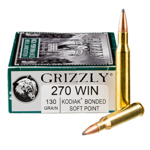 Grizzly High Performance .270 Winchester Ammunition 20 Rounds Bonded SP 130 Grain