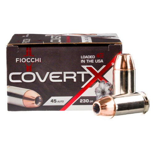 Fiocchi 45CCWB CovertX 45Auto 230gr Jacketed Hollow Point 20 Per Box/10 Case,Centerfire Handgun Rounds