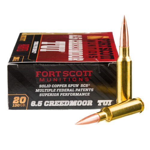 Fort Scott Munitions 65CM130SCV2 Tumble Upon Impact (TUI) 6.5Creedmoor 130gr Solid Copper Spun 20 Per Box/10 Case Centerfire, Rifle Ammunition