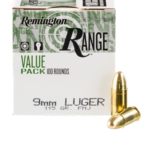 Remington Ammunition R23972 Range 9mm Luger 115 gr Full Metal Jacket (FMJ) 100 Bx/ 6 Cs