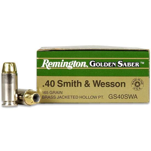 Remington GS40SWA Golden Premier .40 S&W 165 Grain Golden Saber Brass Jacketed Hollow Point