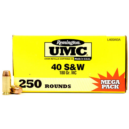 Remington UMC .40 S&W Ammunition 250 Rounds FMJ 180 Grain