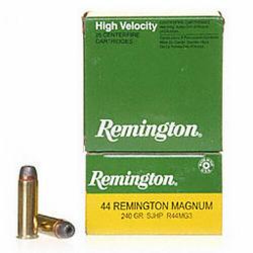 Ammo .44 Remington Magnum Remington Semi-Jacketed Hollow Point 240 Grain 1180 fps 25 Round Box