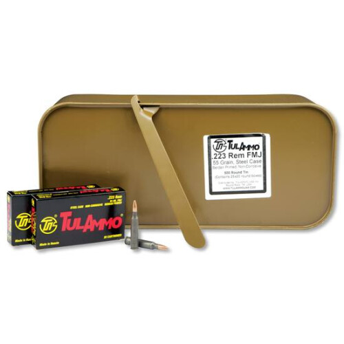 TulAmmo .223 Remington Ammunition, 500 Rounds, Steel Case FMJ, 55 Grains