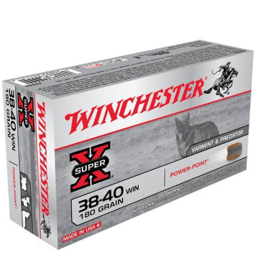 Ammo .38-40 Winchester Winchester Super-X 180 Grain Soft Point Bullet 1160 fps 50 Rounds X3840