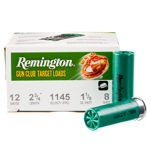 Remington Gun Club Target GC12L8 12 Gauge Ammo 2-3/4" #8 Lead Shot 1-1/8 oz Case of 250 (10 Boxes of 25)