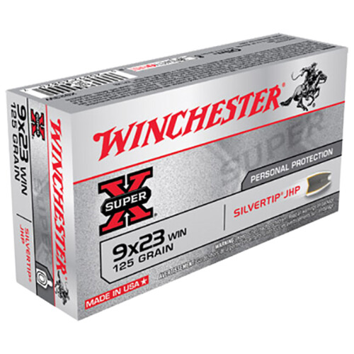 Winchester Super X 9x23 Win Ammunition 50 Rounds 125 Grains Silvertip HP 1450 fps