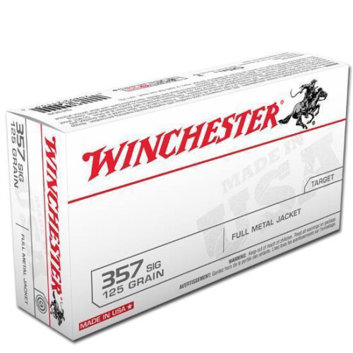 Winchester Ammo Q4309 USA  357Sig 125gr Full Metal Jacket 50 Per Box/10 Case