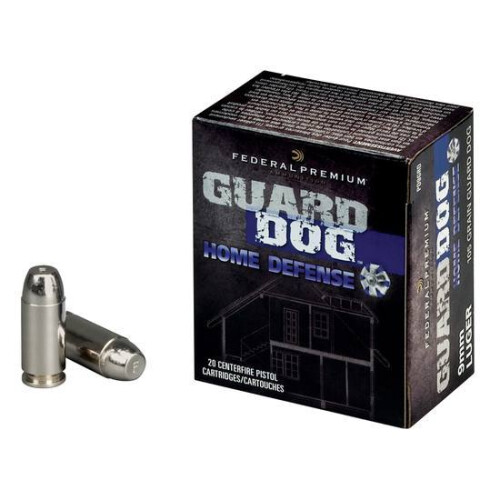 Ammo 9mm Luger Federal Guard Dog 105 Grain Guard Dog Expanding FMJ Bullet 1230 fps 20 Rounds PD9GRD