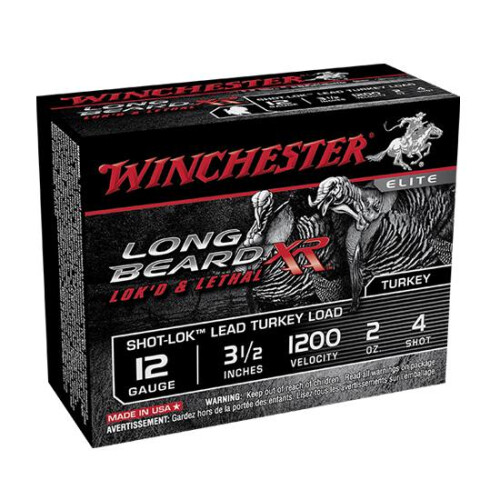 Winchester STLB12L4 Long Beard XR Shot-Lok 12Gauge 3.50 in 2oz 4Shot 10 Per Box/10 Case, Shotgun Shells