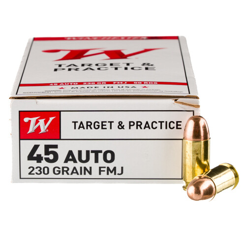 Winchester White Box USA 45 ACP Ammo 230 Grain Full Metal Jacket Case of 500 (10 Boxes of 50)