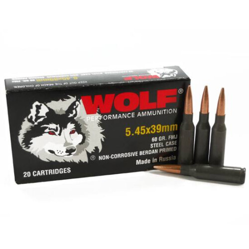 Ammo 5.45x39 Wolf Polyformance 60 Grain Full Metal Jacket 2936 fps 1200 Round Case WPA54539