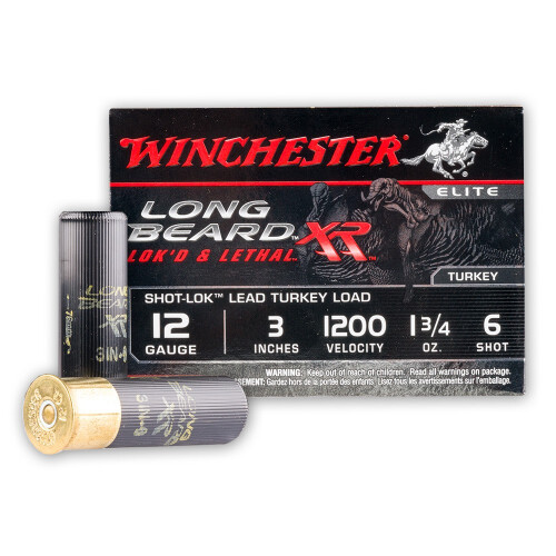 Winchester STLB1236 Long Beard XR Shot-Lok 12Gauge 3 in 1 3/4oz 6Shot 10 Per Box/10 Case, Shotgun Shells