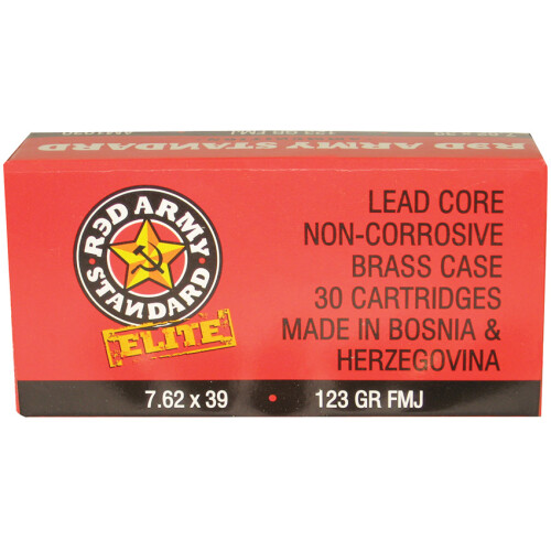 Century International Arms Red Army Standard Elite 7.62x39mm Full Metal Jacket, Brass Cased, 123 Grain, 30 Round Box