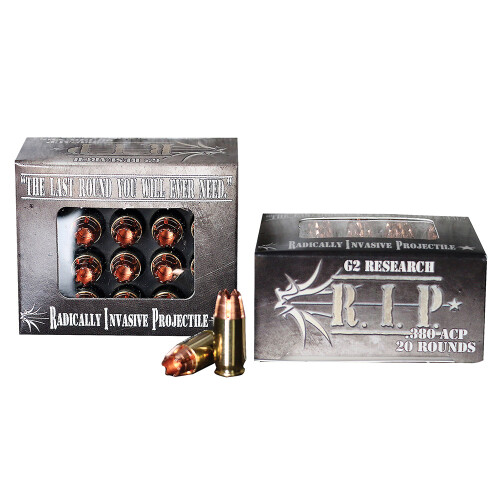 G2 Research .380 ACP Ammunition 20 Rounds R.I.P. Copper HP 62 Grain
