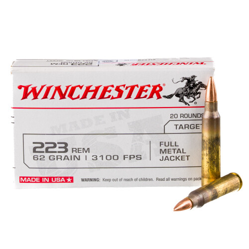 Winchester Target & Practice 223 Remington Ammo 62 Grain Full Metal Jacket Case of 1000 (50 Boxes of 20)