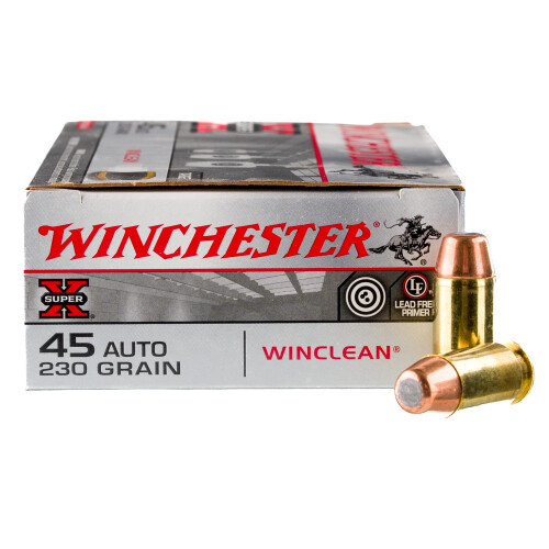 Winchester Super X WinClean 45 ACP Ammo 230 Grain Full Metal Jacket Case of 500 (10 Boxes of 50)