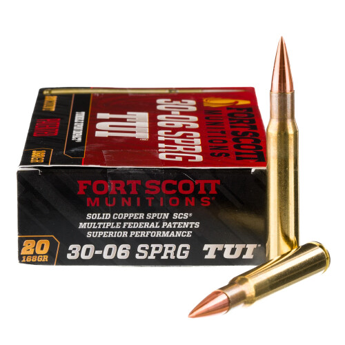 Fort Scott Munitions .30-06 Springfield Ammunition 20 Rounds SCS TUI 168 Grain
