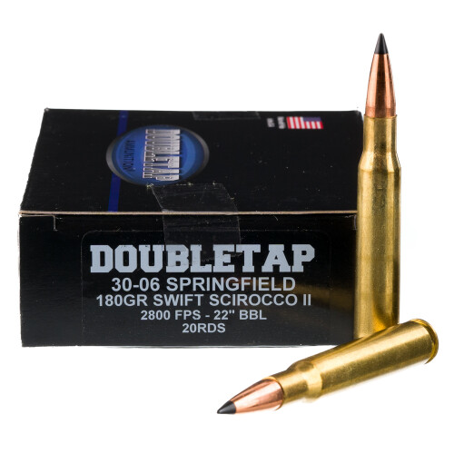 DoubleTap .30-06 Springfield Ammunition 20 Rounds Swift Scirocco II 180 Grain