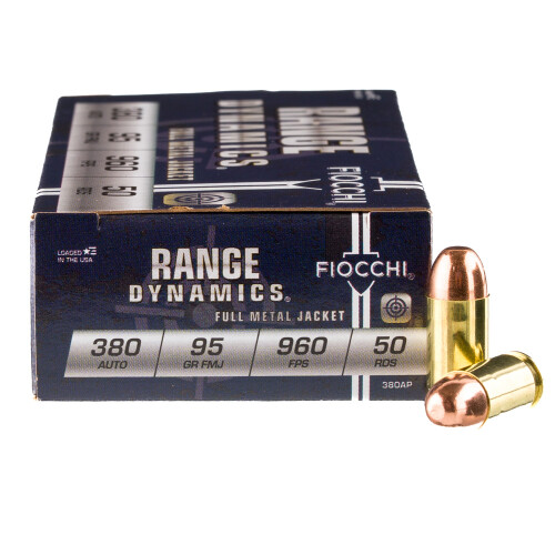 Fiocchi Range Dynamics .380 ACP Ammunition 1000 Rounds FMJ 95 Grain