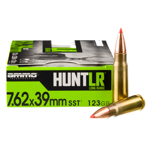 Ammo Inc 76239123SSTA20 Hunt Long Range 7.62x39mm 123gr Super Shock Tip 20 Per Box/10 Case, Centerfire Rifle Ammo