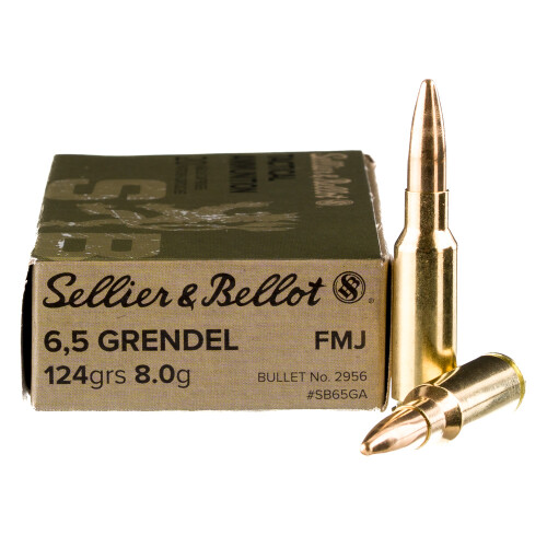 Sellier & Bellot 6.5 Grendel Ammo 124 Grain Full Metal Jacket Case of 600 (30 Boxes of 20)