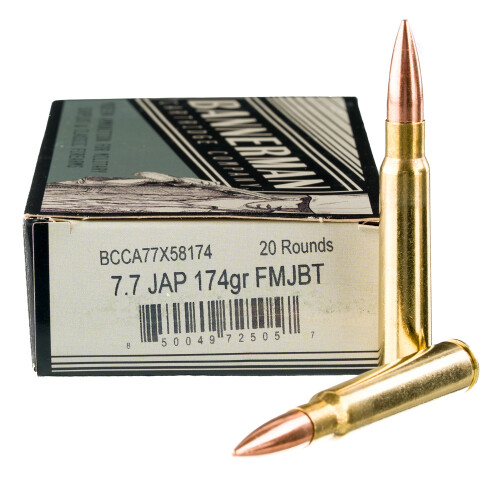 Bannerman 7.7x58 Japanese Ammunition 20 Rounds FMJBT 174 Grains