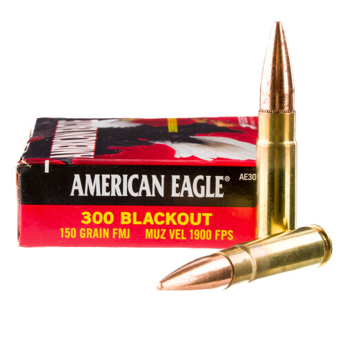 Federal AE300BLK1 American Eagle 300Blackout 150gr Full Metal Jacket Boat Tail 20 Per Box/25 Case Centerfire, Rifle Ammunition