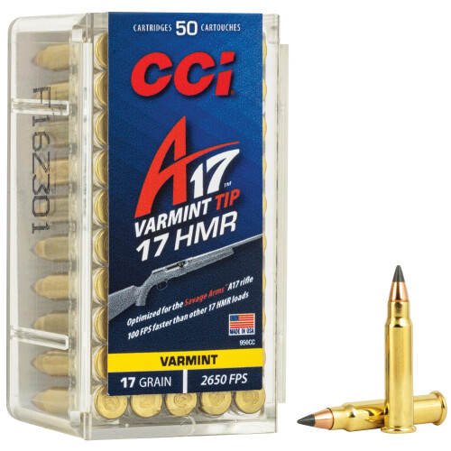 CCI A17 Varmint .17 HMR Ammunition 50 Rounds Polymer Tip 17 Grain