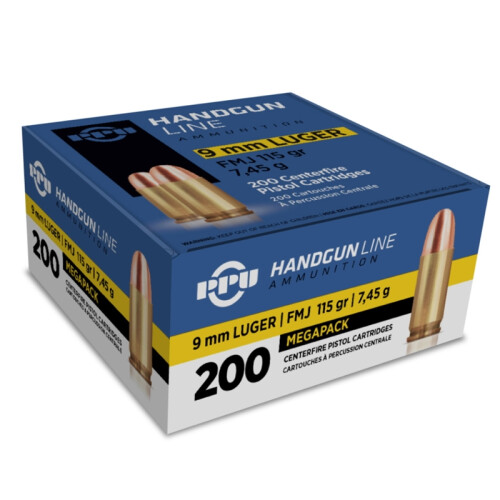 Prvi Partizan MegaPack 9mm Luger Ammunition 200 Rounds FMJ 115 Grain