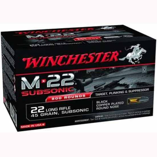 Winchester M-22 SubSonic .22 Long Rifle Ammunition 800 Rounds Plated LRN 45 Grain