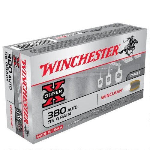 Winchester Super-X WinClean .380 ACP Ammunition 500 Rounds JSP 95 Grain
