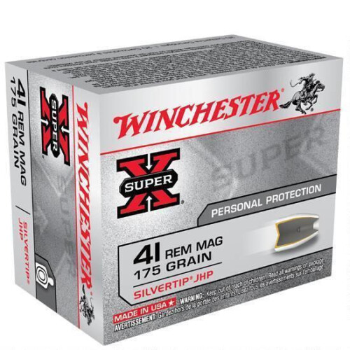 Winchester Super X .41 Magnum Ammunition 20 Rounds, Silvertip HP, 175 Grain