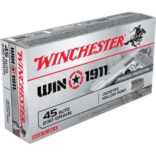 Winchester Win1911 .45 ACP Ammunition 500 Rounds Nickel JHP 230 Grain