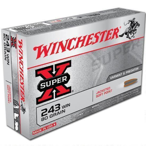 Winchester Super X .243 Win Ammunition 200 Rounds, JSP, 80 Grains
