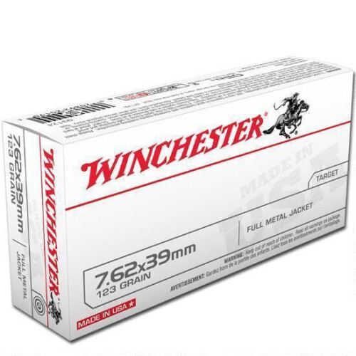 Winchester White Box USA 7.62x39mm Ammo 123 Grain Full Metal Jacket Case of 200 (10 Boxes of 20)