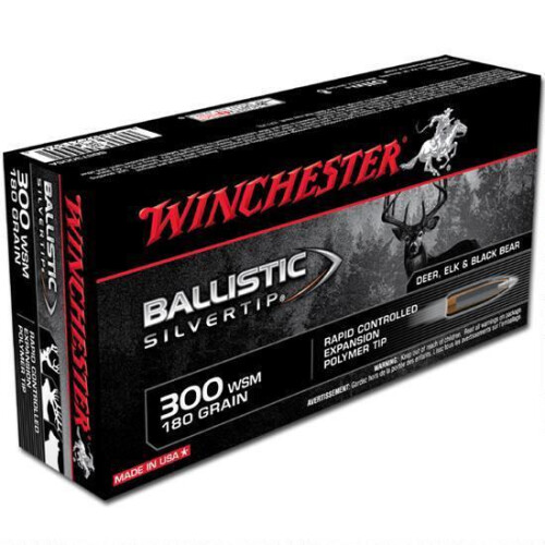 Winchester SBST300SA Ballistic Silvertip 300WSM 180gr Rapid Controlled Expansion Polymer Tip 20 Per Box/10 Case Centerfire, Rifle Ammunition