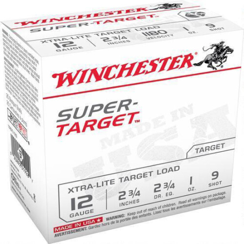Winchester Super Target Xtra-Lite Target 12 Gauge Ammo 2-3/4" #9 Lead Shot 1 oz Case of 250 (10 Boxes of 25)