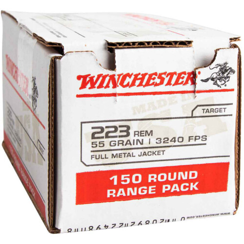 Winchester W223150 USA 223Rem 55gr Full Metal Jacket 150 Per Box/4 Case *Value Pack Centerfire, Rifle Ammunition