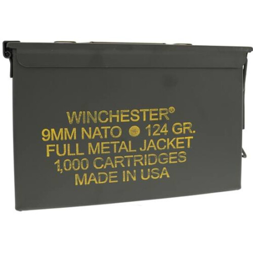 Winchester 9mm NATO Ammunition 1000 Rounds FMJ 124 Grains