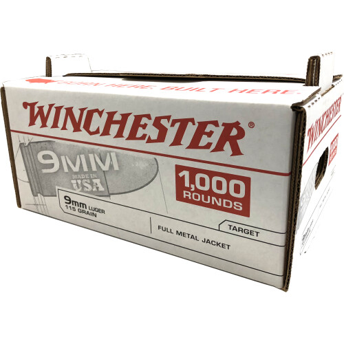 Winchester USA 9mm Luger Ammunition 1000 Rounds Brass Stack-N-Carry FMJ 115 Grains Q4172SC