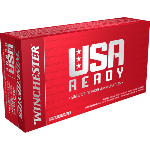 Winchester Ammo RED40 USA Ready 40 S&W 165 gr Full Metal Jacket Flat Nose 50 Per Box/ 10 Case