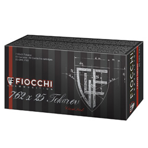 Fiocchi 762TOK Heritage  7.62x25mmTokarev 88gr Full Metal Jacket 50 Per Box/20 Case