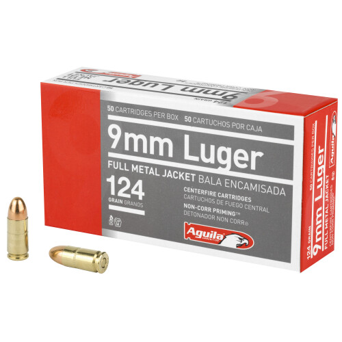 Aguila 9mm Luger Ammunition 50 Rounds FMJ 124 Grain