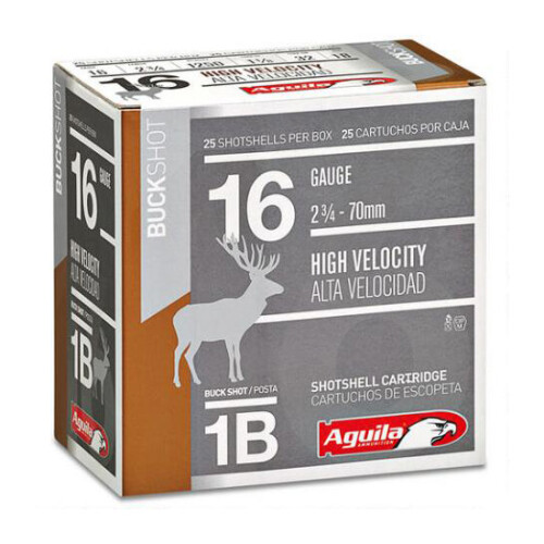 Aguila 1C1601BA Buckshot High Velocity 16Gauge 2.75 in 1 1/8oz 1Buck Shot 25 Per Box/10 Case, Shotgun Shells